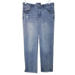 Democracy AB Technology Straight Leg Frayed Hem Light Wash Ankle Jeans Size 10